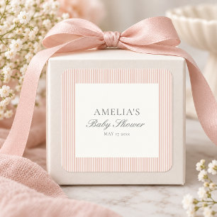 Preppy Roze Gestreepte Favorlabelsetiketten voor B Vierkante Sticker