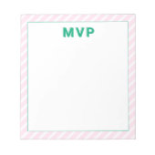 Preppy Roze Gestreepte Gepersonaliseerde Moderne N Notitieblok (Voorkant)