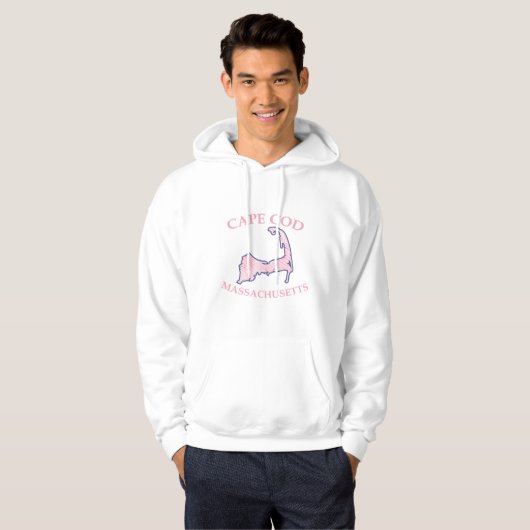 Preppy Roze Gestreepte Kaap Kabeljauw Silhouet Hoodie (Voorkant volledig)