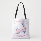 Preppy Roze Gestreepte Kaap Kabeljauw Silhouet Sch Tote Bag (Voorkant)