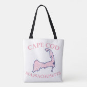 Preppy Roze Gestreepte Kaap Kabeljauw Silhouet Sch Tote Bag (Achterkant)