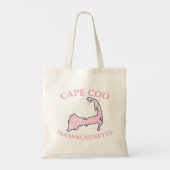 Preppy Roze Gestreepte Kaap Kabeljauw Silhouette B Tote Bag (Achterkant)