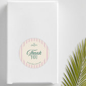 Preppy Roze Gestreepte Retro Business Logo Dank u Ronde Sticker