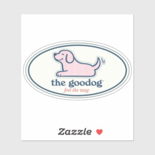 Preppy Roze Gestreepte Seersucker Hond Ovaal Sticker