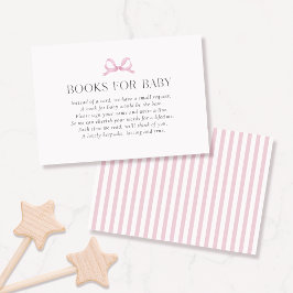Preppy Roze Gestreepte Strik "Boeken voor Baby" Me Visitekaartje