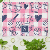 Preppy Roze Gingham Bakken Theedoek (Gevouwen)