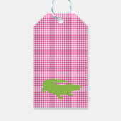 Preppy Roze Gingham Groene Alligator Zuidelijke Pl Cadeaulabel (Voorkant)