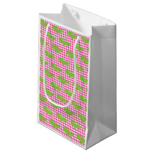 Preppy Roze Gingham Groene Alligator Zuidelijke Pl Klein Cadeauzakje