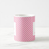 Preppy Roze Gingham Streep Monogram Naam Koffiemok (Center)