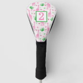 Preppy Roze Giraffe Cosmopolitan Custom Nummer Golfheadcover (Voorkant)