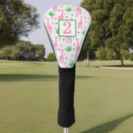 Preppy Roze Giraffe Cosmopolitan Custom Nummer Golfheadcover