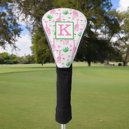 Preppy Roze Giraffe Cosmopolitan Monogram Golfheadcover