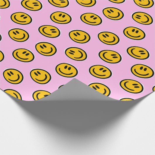 Preppy Roze Glimlach Wrapping Papier (Hoek)