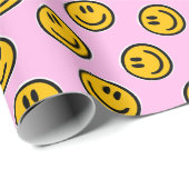 Preppy Roze Glimlach Wrapping Papier (Rol Hoek)