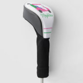 Preppy Roze Golfkar Aangepaste Naam Golfheadcover (Schuin)