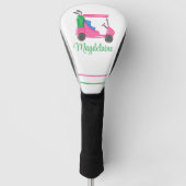 Preppy Roze Golfkar Aangepaste Naam Golfheadcover (Voorkant)