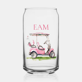 Preppy roze golfkar Monogram Blikvorm Glas