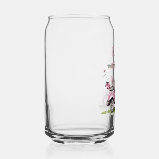 Preppy roze golfkar Monogram Blikvorm Glas (Rechts)