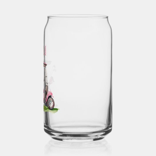 Preppy roze golfkar Monogram Blikvorm Glas (Links)