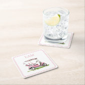 Preppy roze golfkar Monogram Kartonnen Onderzetters (Insitu)