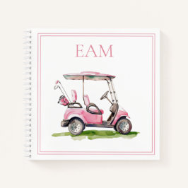 Preppy roze golfkar Monogram Notitieboek
