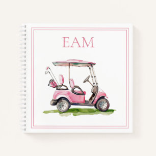 Preppy roze golfkar Monogram Notitieboek