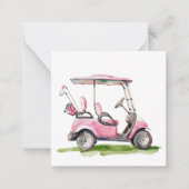Preppy roze golfkar Monogram Notitiekaartje (Voorkant)