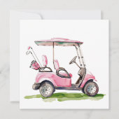 Preppy roze golfkar Monogram Notitiekaartje (Voorkant)