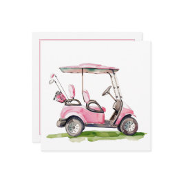 Preppy roze golfkar Monogram Notitiekaartje