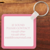 Preppy roze golfkar Monogram Sleutelhanger (Achterkant)