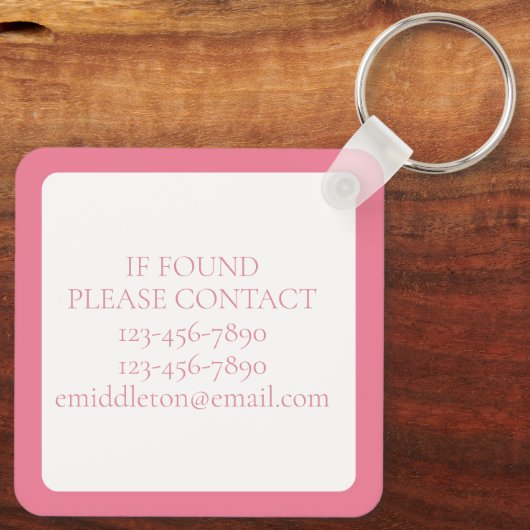 Preppy roze golfkar Monogram Sleutelhanger (Achterkant)