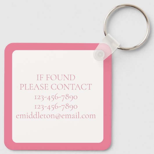 Preppy roze golfkar Monogram Sleutelhanger (Achterkant)