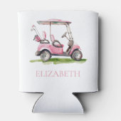 Preppy Roze Golfkar Monogrammed Blikjeskoeler (Achterkant)