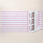 Preppy roze golfkarretjes gepersonaliseerd strandlaken (Voorkant)