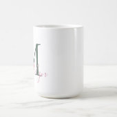 Preppy Roze & Groen Aangepaste Initiële Monogram Koffiemok (Center)