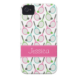 Preppy Roze Groen Blauwgroen Tennis Patroon Gepers iPhone 15 Pro Case