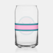 Preppy Roze Groen en Navy Blue Monogram Blikvorm Glas (Rechts)