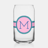 Preppy Roze Groen en Navy Blue Monogram Blikvorm Glas (Links)