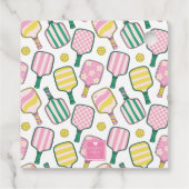 Preppy Roze Groen & Geel Pickleball Bedankjes Labels (Achterkant)