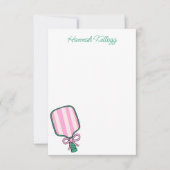 Preppy Roze Groen & Geel Pickleball Gepersonalisee Bedankkaart (Voorkant)