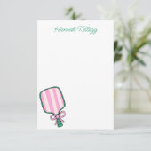 Preppy Roze Groen & Geel Pickleball Gepersonalisee Bedankkaart (Staand voorkant)