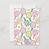 Preppy Roze Groen & Geel Pickleball Gepersonalisee Bedankkaart (Achterkant)