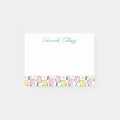 Preppy Roze Groen & Geel Pickleball Gepersonalisee Post-it® Notes (Voorkant)