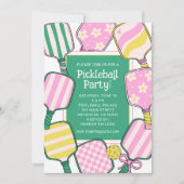 Preppy Roze Groen & Geel Pickleball Kaart (Voorkant)