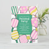 Preppy Roze Groen & Geel Pickleball Kaart (Staand voorkant)