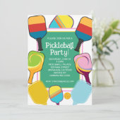 Preppy Roze Groen & Geel Pickleball Kaart (Staand voorkant)