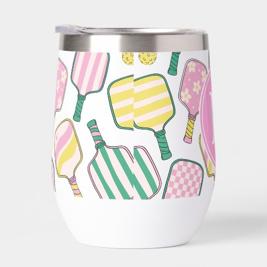 Preppy Roze Groen & Geel Pickleball Monogram (Rechts)