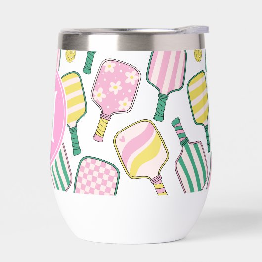 Preppy Roze Groen & Geel Pickleball Monogram (Links)