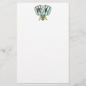 Preppy Roze Groen & Geel Pickleball Monogram Briefpapier (Voorkant)