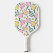 Preppy Roze Groen & Geel Pickleball Monogram Pickleball Paddle (Achterkant)
